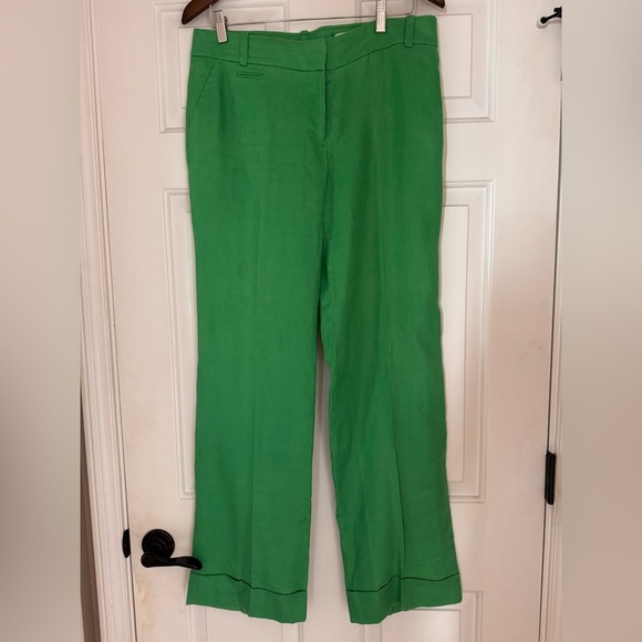 J. Crew Lush Green 100% Linen Trousers - Picture 1 of 6
